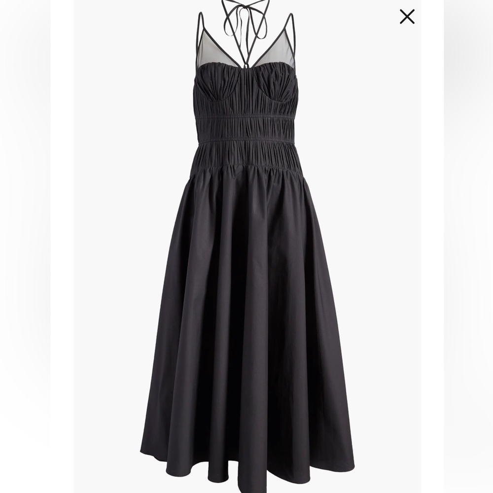 NWT Moon River Black Bustier Midi Dress Anthropologie Small Mesh Corset